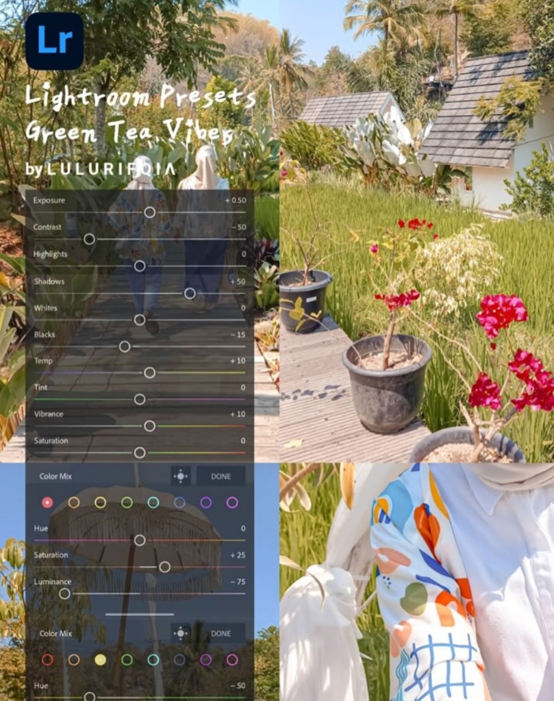 Green Tea Vibes Lightroom preset pack with natural outdoor results